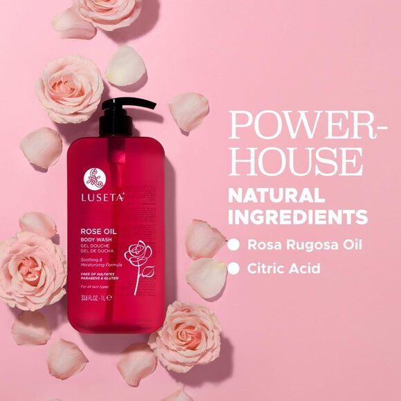 NEW Luseta Rose Oil Body Wash Soothing & Moisturizing Shower Gel Pump 33.8 oz - Picture 4 of 7